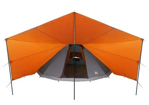 Cort de Familie Tipi Gri și Portocalie 12 Persoane Waterproof - 4/5