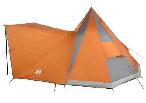 Cort de Familie Tipi Gri și Portocalie 12 Persoane Waterproof - 5/5