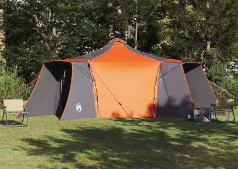 Cort cu acoperiș Gri și Portocalie 492 x 492 x 275 cm Poliester - 1/5