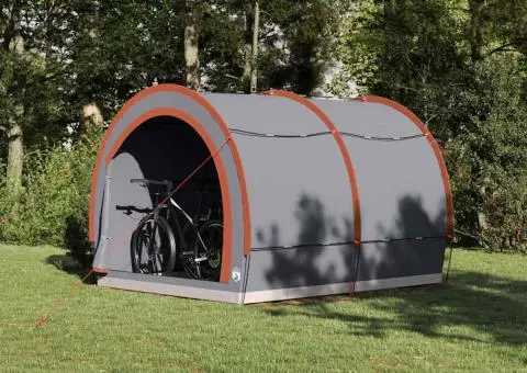 Cort pentru depozitare biciclete cu acoperiș Gri și Portocalie - 1/5