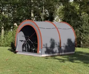 vidaXL Cort pentru depozitare biciclete cu acoperiș Gri și Portocalie