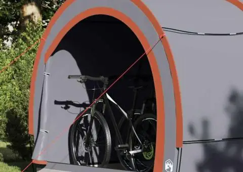 Cort pentru depozitare biciclete cu acoperiș Gri și Portocalie - 4/5