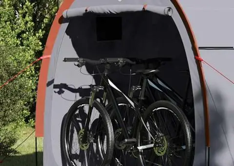 Cort pentru Depozitare pe Spate cu acoperiș cu depozitare Gri și Portocalie - 4/5