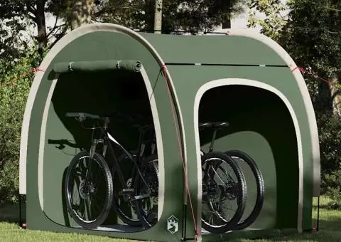 Cort pentru depozitare biciclete cu acoperiș cu depozitare cu aerisire de aer Verde - 1/5