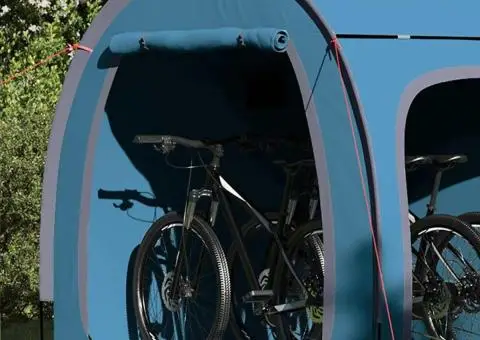 Cort pentru depozitare biciclete cu acoperiș cu depozitare cu aerisire de aer Albastru - 4/5