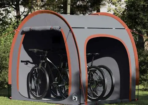 Cort pentru depozitare biciclete cu acoperiș Gri și Portocalie - 1/5