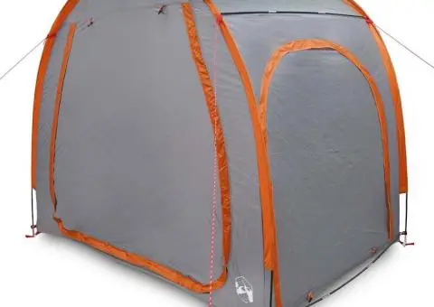 Cort pentru depozitare biciclete cu acoperiș Gri și Portocalie - 3/5