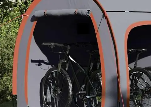 Cort pentru depozitare biciclete cu acoperiș Gri și Portocalie - 4/5