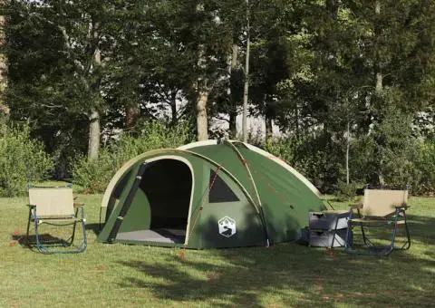 Cort cu acoperiș Verde Mediu Poliester și fibră de sticlă - 1/5