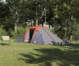 vidaXL Cort Gri și Portocaliu și Negru 510 x 240 x 156 cm Poliester