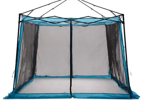 Cort cu acoperiș Altele cu aerisire de aer Ajustabil Albastru și Negru 303 x 303 cm - 4/5