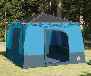 vidaXL Cort cu acoperiș Altele Manual cu aerisire de aer Albastru și Negru 290 x 288 cm