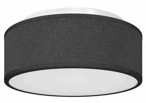 Lustră, negru, montaj încastrat, Ø 30 cm, țesătură, E27 - 2/5