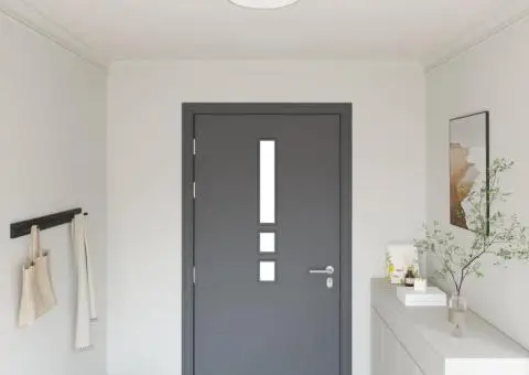 Lustră, gri, montaj încastrat, Ø 30 cm, țesătură, E27 - 1/5