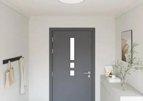 Lustră, gri, montaj încastrat, Ø 38 cm, țesătură, E27 - 1/5