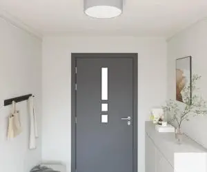 vidaXL Lustră, gri, montaj încastrat, Ø 38 cm, țesătură, E27