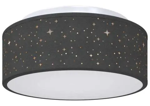 Lustră cu abajur model stea, negru, Ø 30 cm, țesătură, E27 - 2/5