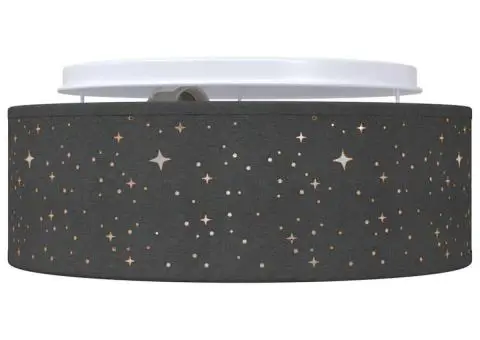 Lustră cu abajur model stea, negru, Ø 30 cm, țesătură, E27 - 3/5