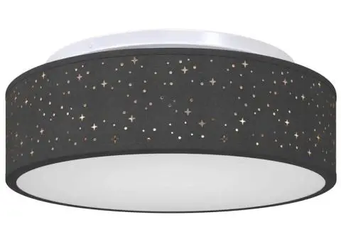 Lustră cu abajur model stea, negru, Ø 38 cm, țesătură, E27 - 2/5