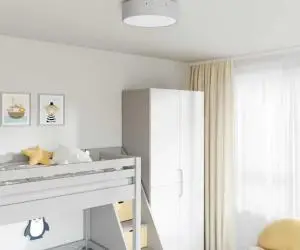 Lustră cu abajur model stea, gri, Ø 38 cm, țesătură, E27