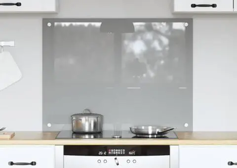 Contrablat bucătărie gri deschis 80x60x0.6 cm sticlă securizată - 1/5