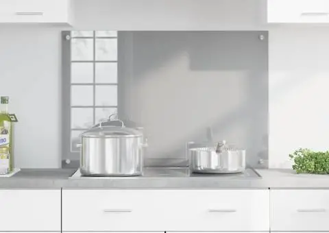 Contrablat bucătărie gri deschis 90x60x0.6 cm sticlă securizată - 3/5