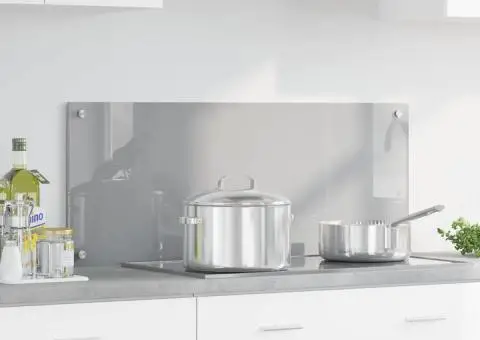 Contrablat bucătărie gri deschis 100x40x0.6cm sticlă securizată - 1/5