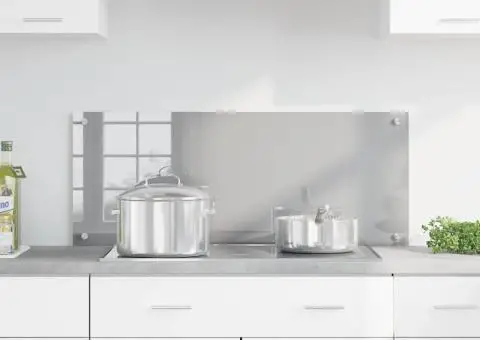 Contrablat bucătărie gri deschis 100x40x0.6cm sticlă securizată - 3/5