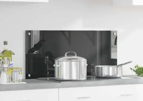 Contrablat bucătărie gri închis 90x40x0.6 cm sticlă securizată - 1/5