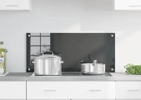 Contrablat bucătărie gri închis 90x40x0.6 cm sticlă securizată - 3/5