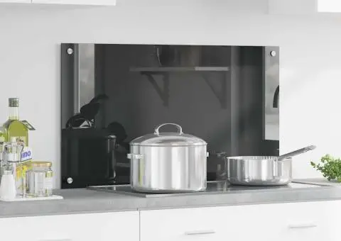 Contrablat bucătărie gri închis 90x50x0.6 cm sticlă securizată - 1/5