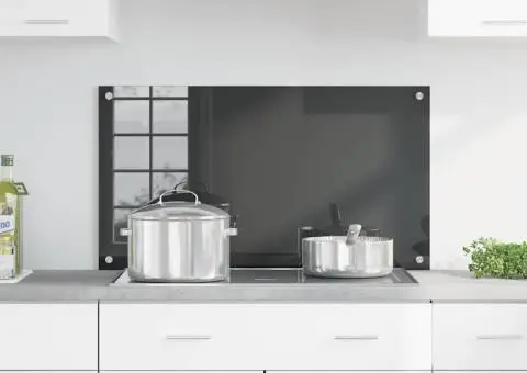 Contrablat bucătărie gri închis 90x50x0.6 cm sticlă securizată - 3/5