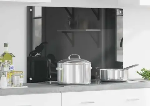 Contrablat bucătărie gri închis 90x60x0.6 cm sticlă securizată - 1/5