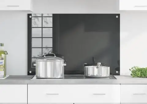 Contrablat bucătărie gri închis 90x60x0.6 cm sticlă securizată - 3/5