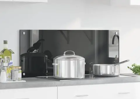 Contrablat bucătărie gri închis 100x40x0.6 cm sticlă securizată - 1/5