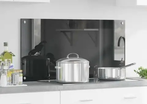 Contrablat bucătărie gri închis 100x50x0.6 cm sticlă securizată - 1/5