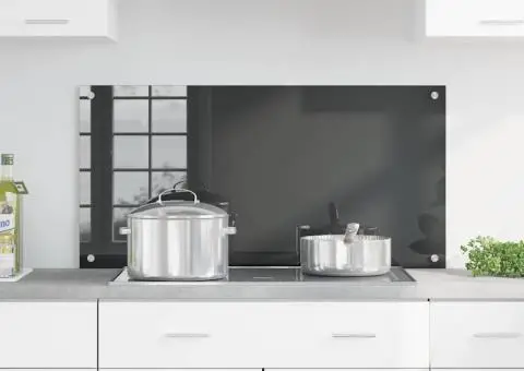 Contrablat bucătărie gri închis 100x50x0.6 cm sticlă securizată - 3/5