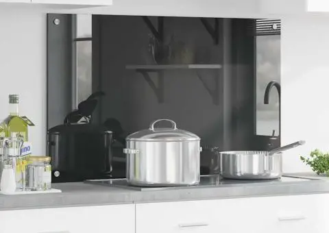 Contrablat bucătărie gri închis 100x60x0.6 cm sticlă securizată - 1/5