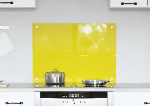 Placă backsplash pentru bucătărie galben 70x50x0,6 cm din sticlă securizată - 1/5
