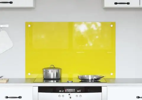 Contrablat bucătărie galben 80x50x0.6 cm sticlă securizată - 1/5