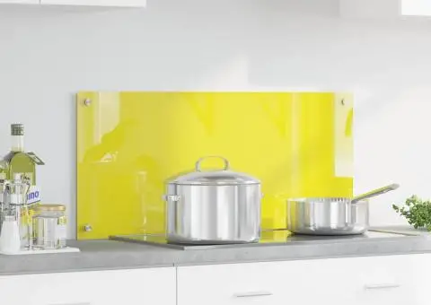 Contrablat bucătărie galben 90x40x0.6 cm sticlă securizată - 1/5