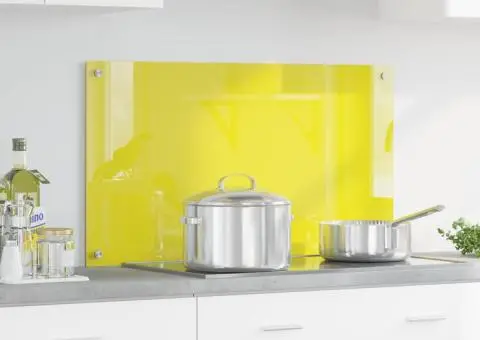 Contrablat bucătărie galben 90x50x0.6 cm sticlă securizată - 1/5