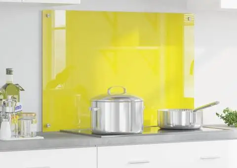 Contrablat bucătărie galben 90x60x0.6 cm sticlă securizată - 1/5