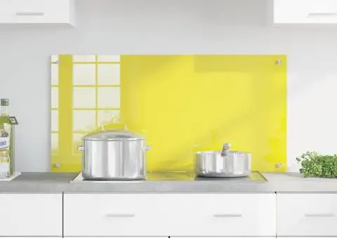 Contrablat bucătărie galben 100x50x0.6 cm sticlă securizată - 3/5