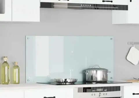 Contrablat bucătărie alb 110x50x0.6 cm sticlă securizată - 1/5