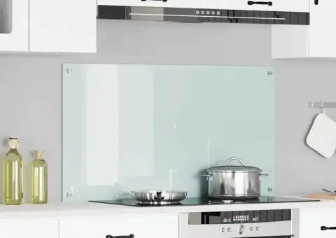 Contrablat bucătărie alb 110x60x0.6 cm sticlă securizată - 1/5