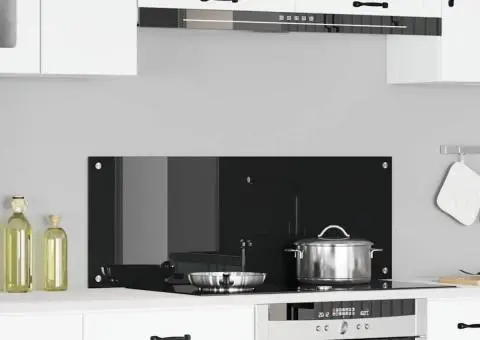 Contrablat bucătărie negru 110x40x0.6 cm sticlă securizată - 1/5