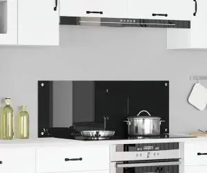vidaXL Contrablat bucătărie negru 110x40x0.6 cm sticlă securizată