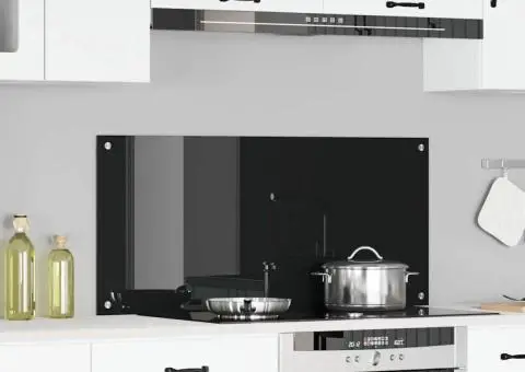 Contrablat bucătărie negru 110x50x0.6 cm sticlă securizată - 1/5