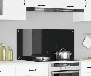 Contrablat bucătărie negru 110x50x0.6 cm sticlă securizată